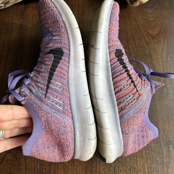 Nike Free Rn Flyknit pink purple Women’s Size 8 - Picture 7 of 8